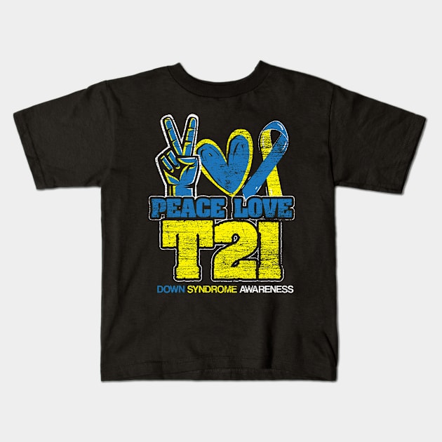 peace lover t21 down syndrome grunge Kids T-Shirt by ShirtsShirtsndmoreShirts